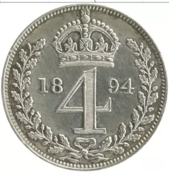 Монета 4 пенса Англии 1894 года Серебро Виктория