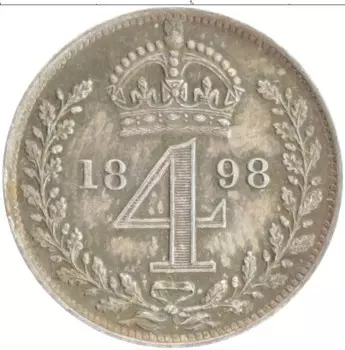 Монета 4 пенса Англии 1898 года Серебро Виктория
