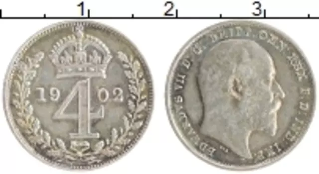 Монета 4 пенса Англии 1902 года Серебро Эдвард VII