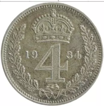 Монета 4 пенса Англии 1934 года Серебро Георг V