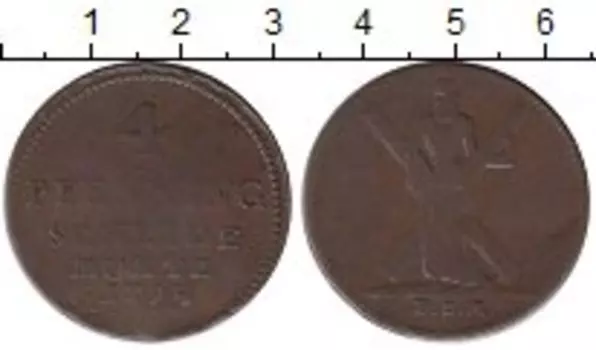 Монета 4 пфеннига Брауншвайг-Люнебург-Каленберг-Ганновера 1794 года Медь Георг III