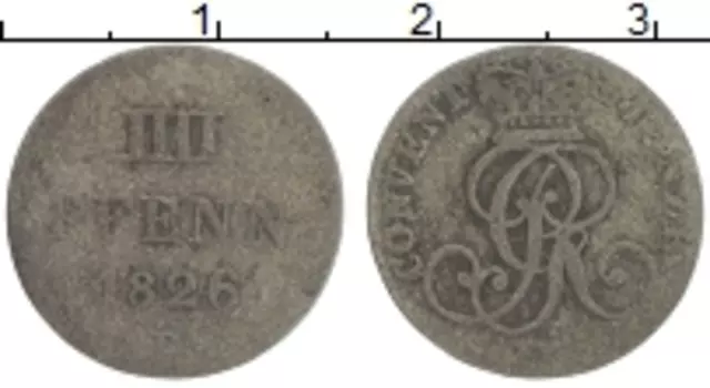 Монета 4 пфеннига Ганновера 1826 года Серебро Вензель