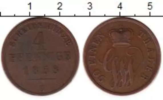 Монета 4 пфеннига Шаумбург-Липпе 1858 года Медь А