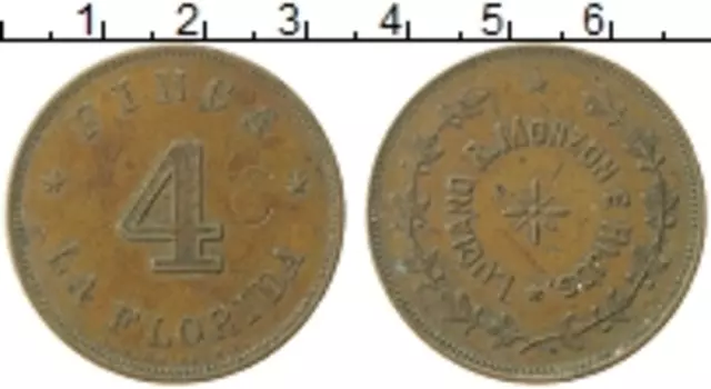 Монета 4 сентаво Гватемалы Медь Токен