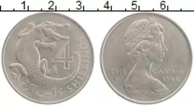Монета 4 шиллинга Гамбии 1978 года Медно-никель Елизавета II