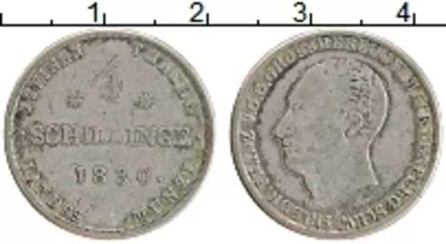 Монета 4 шиллинга Мекленбург-Шверина 1830 года Серебро Фридрих Франц