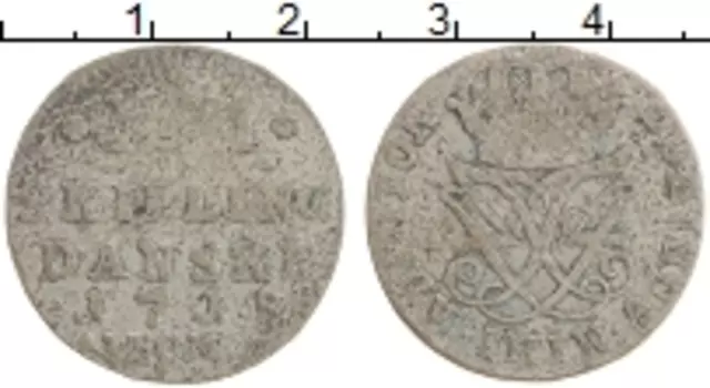 Монета 4 скиллинга Дании 1718 года Серебро