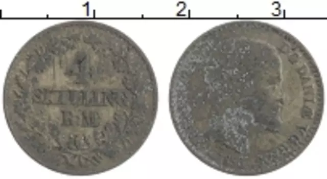 Монета 4 скиллинга Дании 1856 года Серебро Фредерик VII