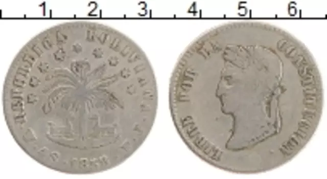 Монета 4 соля Боливии 1858 года Серебро