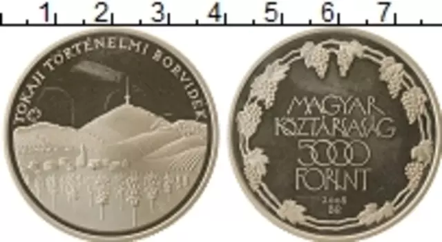 Монета 5000 форинтов Венгрии 2008 года Серебро Виноградные плантации
