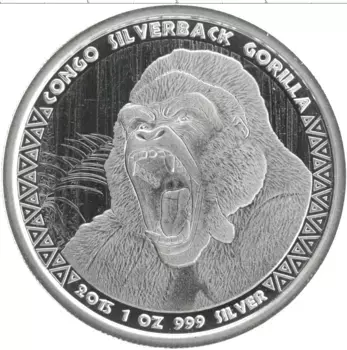Монета 5000 франков Конго 2013 года Серебро Горная горилла