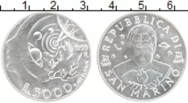 Монета 5000 лир Сан-Марино 1999 года Серебро Исследования