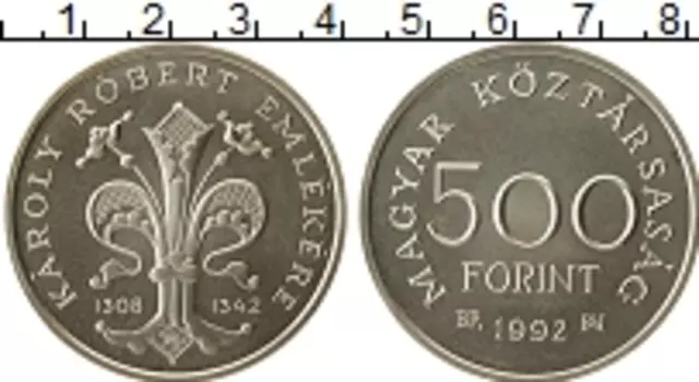 Монета 500 форинтов Венгрии 1992 года Серебро Роберт Кароли
