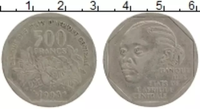 Монета 500 франков Центральной Африки 1998 года Медно-никель