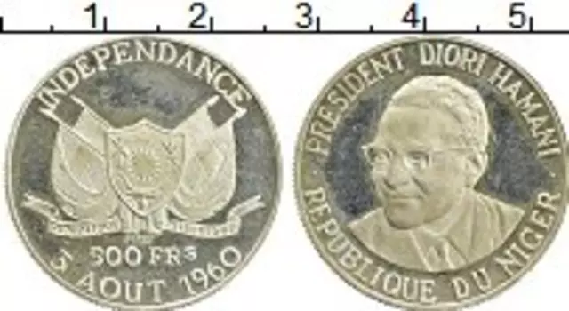 Монета 500 франков Нигера 1960 года Серебро Независимость