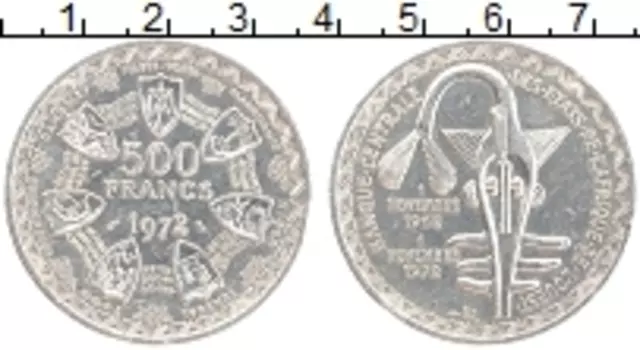 Монета 500 франков Западно-Африканского Союза 1972 года Серебро 10-летие денежного (монетарного) союза