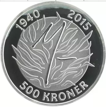 Монета 500 крон Дании 2015 года Серебро 75 лет со дня рождения Королевы Маргрете II