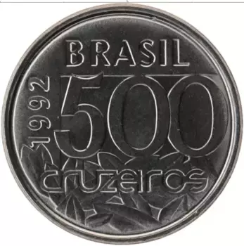 Монета 500 крузейро Бразилии 1992 года Сталь