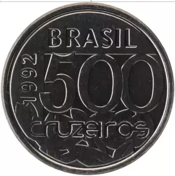 Монета 500 крузейро Бразилии 1992 года Сталь