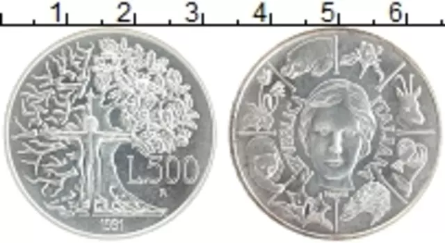 Монета 500 лир Италии 1991 года Серебро Флора и фауна Италии