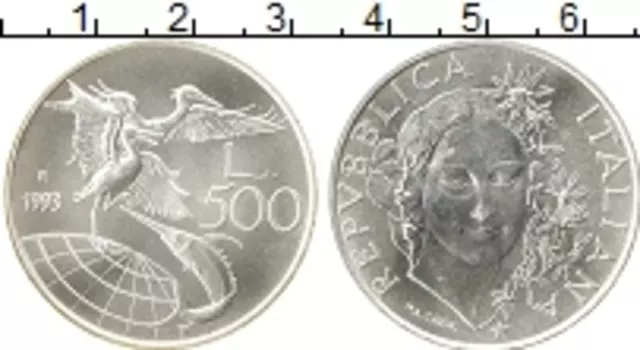 Монета 500 лир Италии 1993 года Серебро Защита дикой природы