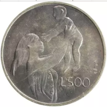 Монета 500 лир Сан-Марино 1972 года Серебро