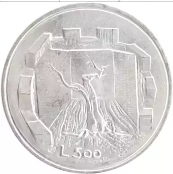 Монета 500 лир Сан-Марино 1976 года Серебро