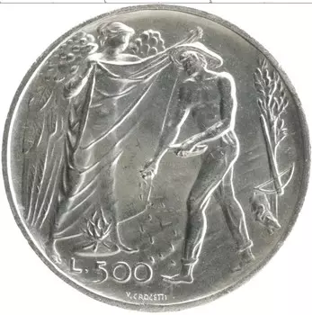 Монета 500 лир Сан-Марино 1976 года Серебро