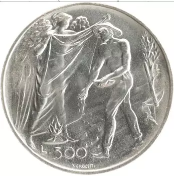 Монета 500 лир Сан-Марино 1976 года Серебро