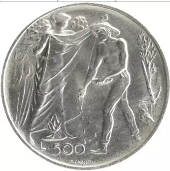 Монета 500 лир Сан-Марино 1976 года Серебро