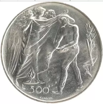 Монета 500 лир Сан-Марино 1976 года Серебро
