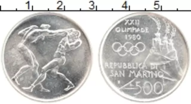 Монета 500 лир Сан-Марино 1980 года Серебро XXII Летние олимпийские игры в Москве