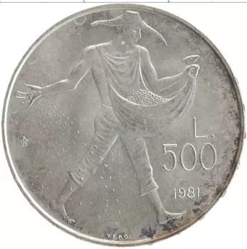 Монета 500 лир Сан-Марино 1981 года Серебро 2000 лет со дня смерти Виргилия