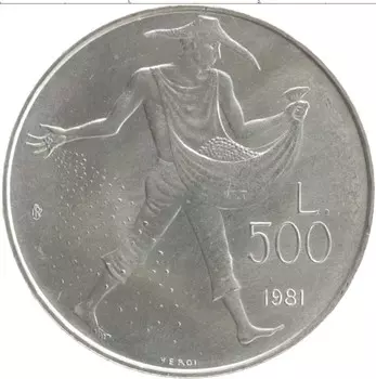 Монета 500 лир Сан-Марино 1981 года Серебро 2000 лет со дня смерти Виргилия