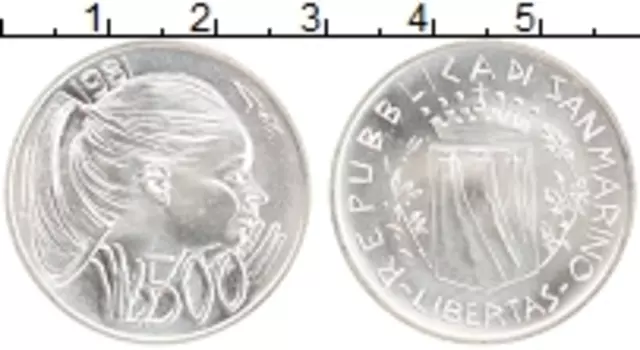 Монета 500 лир Сан-Марино 1981 года Серебро Девушка