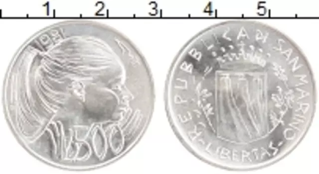 Монета 500 лир Сан-Марино 1981 года Серебро Девушка