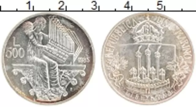 Монета 500 лир Сан-Марино 1985 года Серебро Год музыки