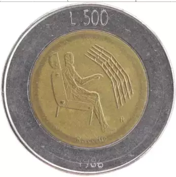 Монета 500 лир Сан-Марино 1986 года Биметалл