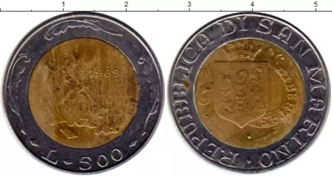 Монета 500 лир Сан-Марино 1989 года Биметалл История
