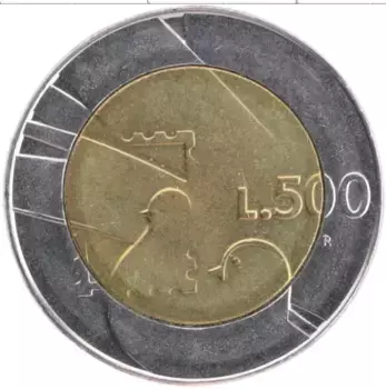 Монета 500 лир Сан-Марино 1990 года Биметалл Голуби
