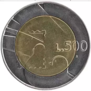 Монета 500 лир Сан-Марино 1990 года Биметалл