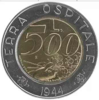 Монета 500 лир Сан-Марино 1991 года Биметалл