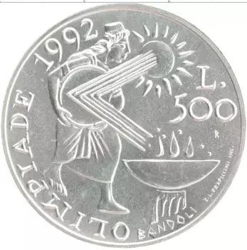Монета 500 лир Сан-Марино 1991 года Серебро XXV летние Олимпийские Игры, Барселона 1992