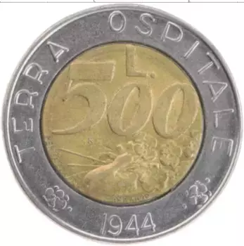 Монета 500 лир Сан-Марино 1991 года Биметалл