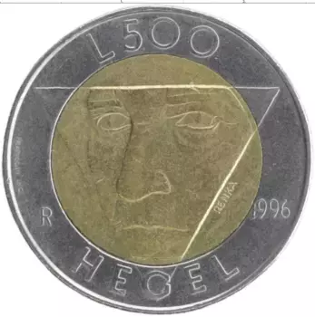 Монета 500 лир Сан-Марино 1996 года Биметалл Гегель