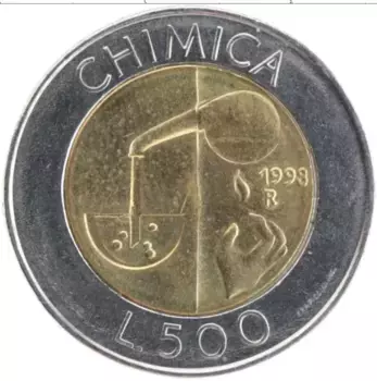 Монета 500 лир Сан-Марино 1998 года Биметалл Химия