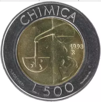 Монета 500 лир Сан-Марино 1998 года Биметалл