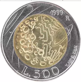 Монета 500 лир Сан-Марино 1999 года Биметалл Вселенная
