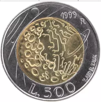 Монета 500 лир Сан-Марино 1999 года Биметалл Вселенная