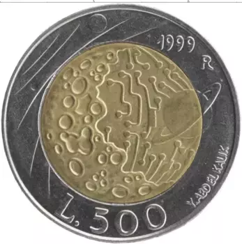 Монета 500 лир Сан-Марино 1999 года Биметалл Вселенная